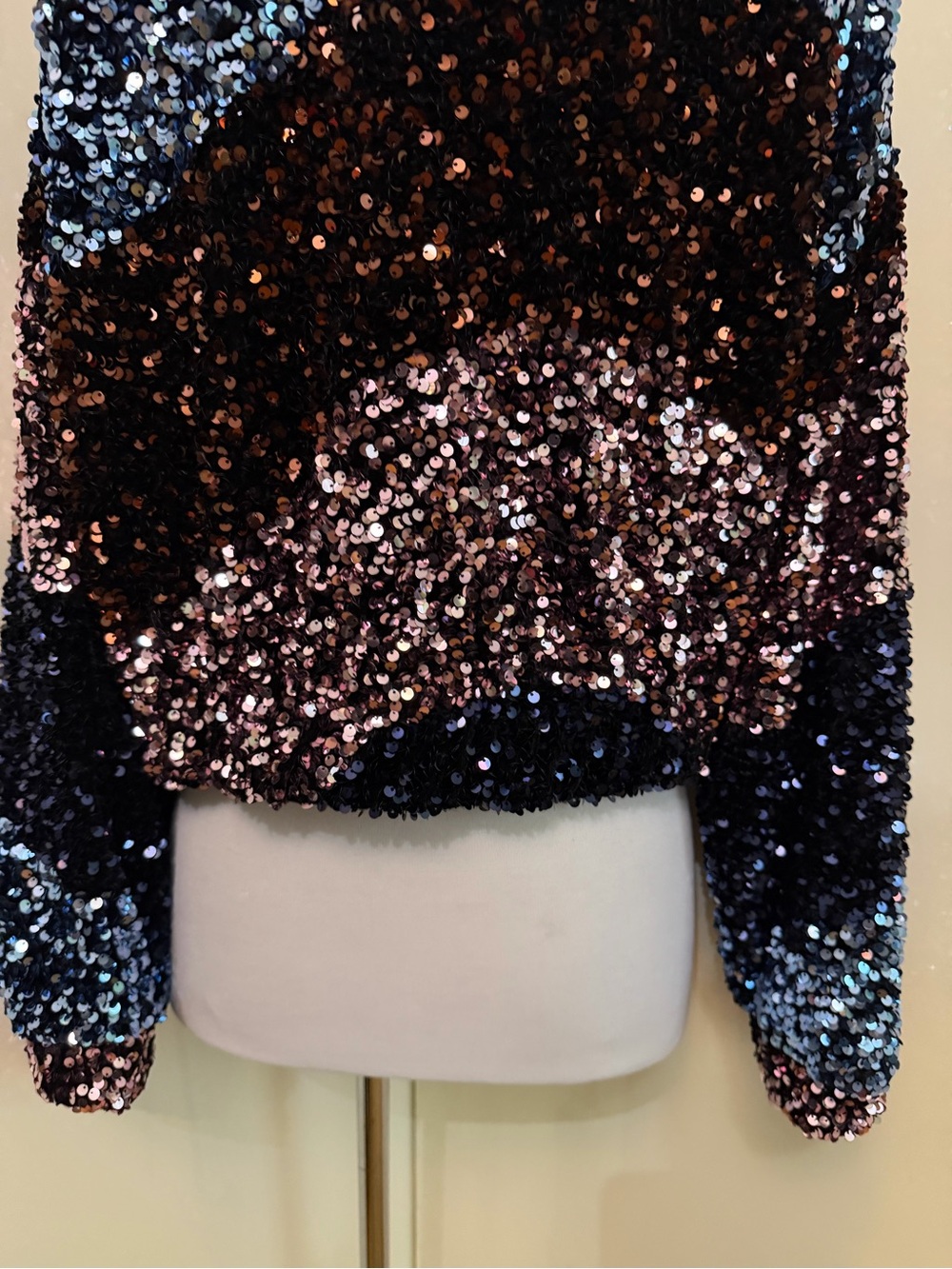 Zara Sequin Festive Days Cropped Bomber Jacket sz M - Picture 12 of 13